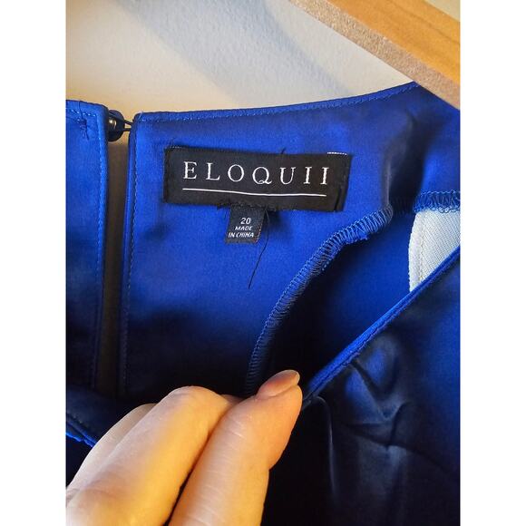 Eloquii satin blue shoulder pad dress sz 20 mini party dress new with tags - Picture 4 of 7